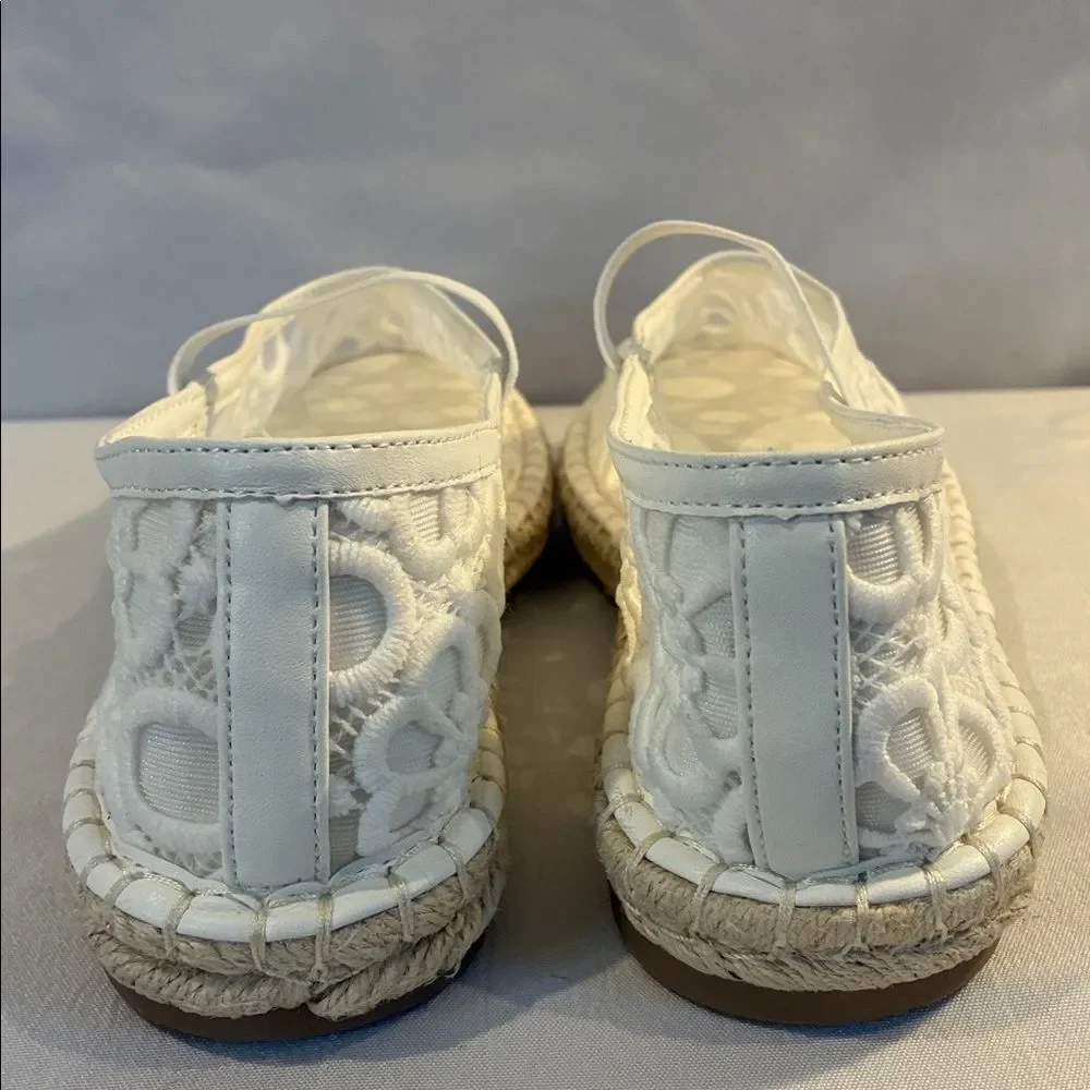 Universal Thread White Celia floral lace Mary Jane espadrille flats size 9.5